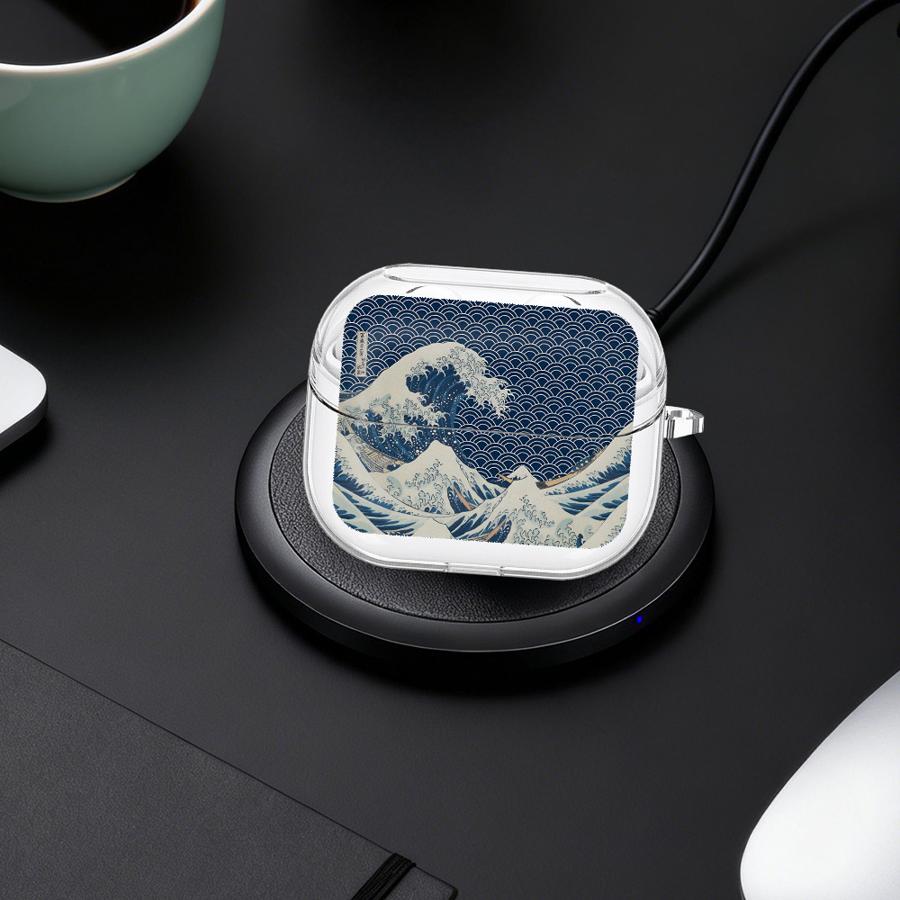 Wave Art Painting Case For Samsung Galaxy Buds Live 4 Pro 2 4Pro 3 FE 3Pro 2Pro Clear Earphone Cases Cover With Hook
