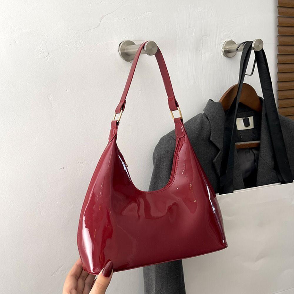 Glossy Retro Shoulder Bags New Design Women's Handbag Trendy Luxury Armpit Bag  Lady
