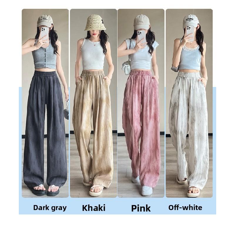 Narrow-fit Tie-dye Wide-leg Pants for Women, 2026 New Model, Ice Silk Cotton-linen Casual Summer Thin Tencel Linen Yamamoto Pants