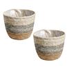 2Pcs Straw Flower Baskets Woven Planters Decorative Holders for Plants Desktop Garden Decor Woven Flower Baskets