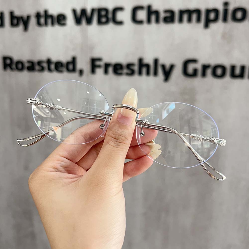 

Овальные очки без рамки, женские, анти-синий свет, ретро, металлическая оправа, модные, удобные, защитные очки для глаз серебряный