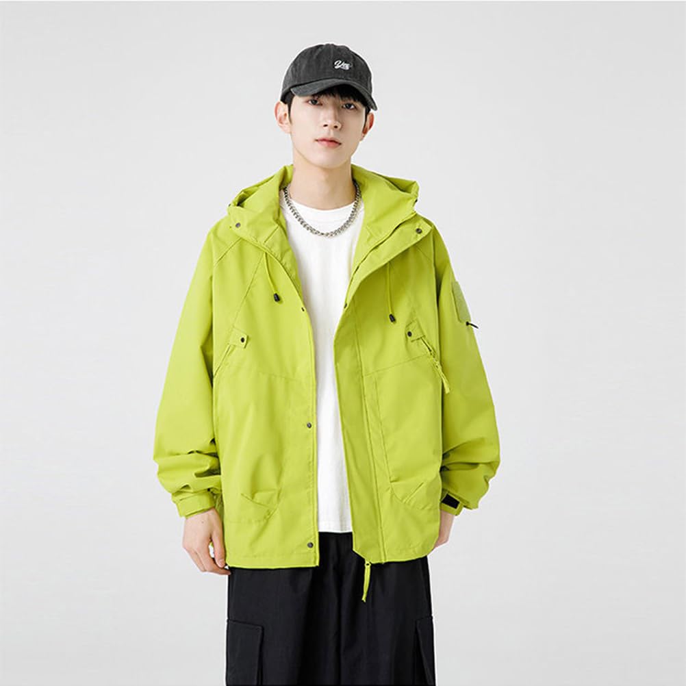 Anzn Mountain Lightweight and and Hooded Anorak Jacket for Fall and Perfect for and Hiking Size 2XL Men's Parka, Thin, Water-Repellent Windproof,