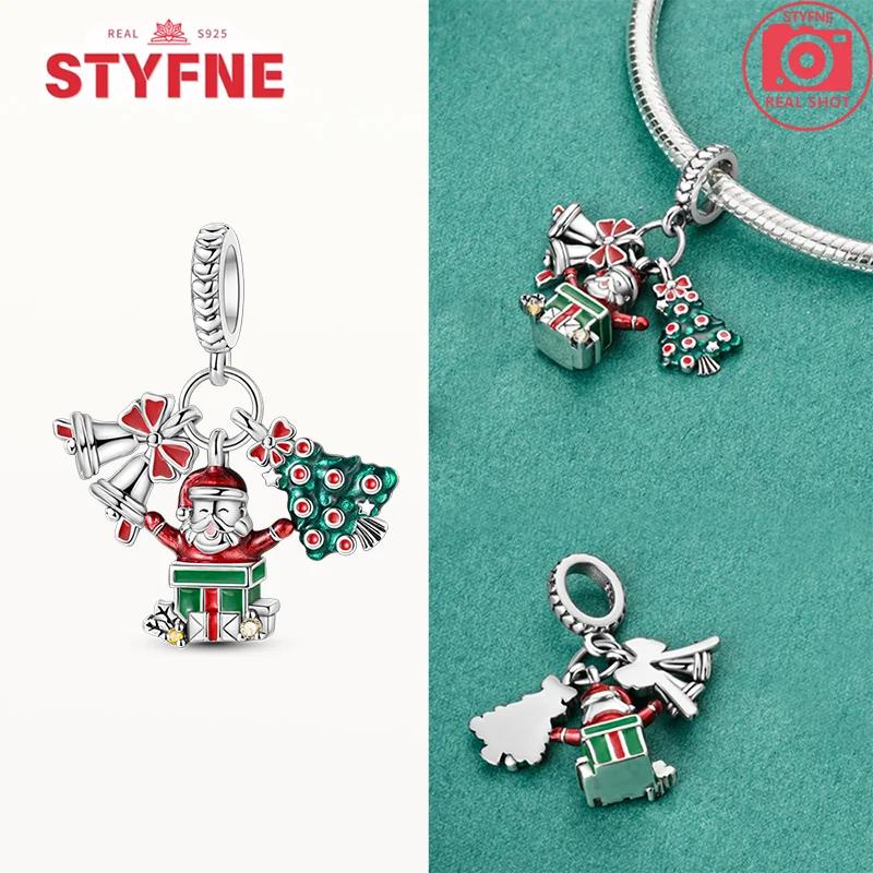 Copper New Christmas Charms Elk Santa Claus Bead Snowflake Bell Snowman Charm Fit Original Bracelet Diy Jewelry For Women