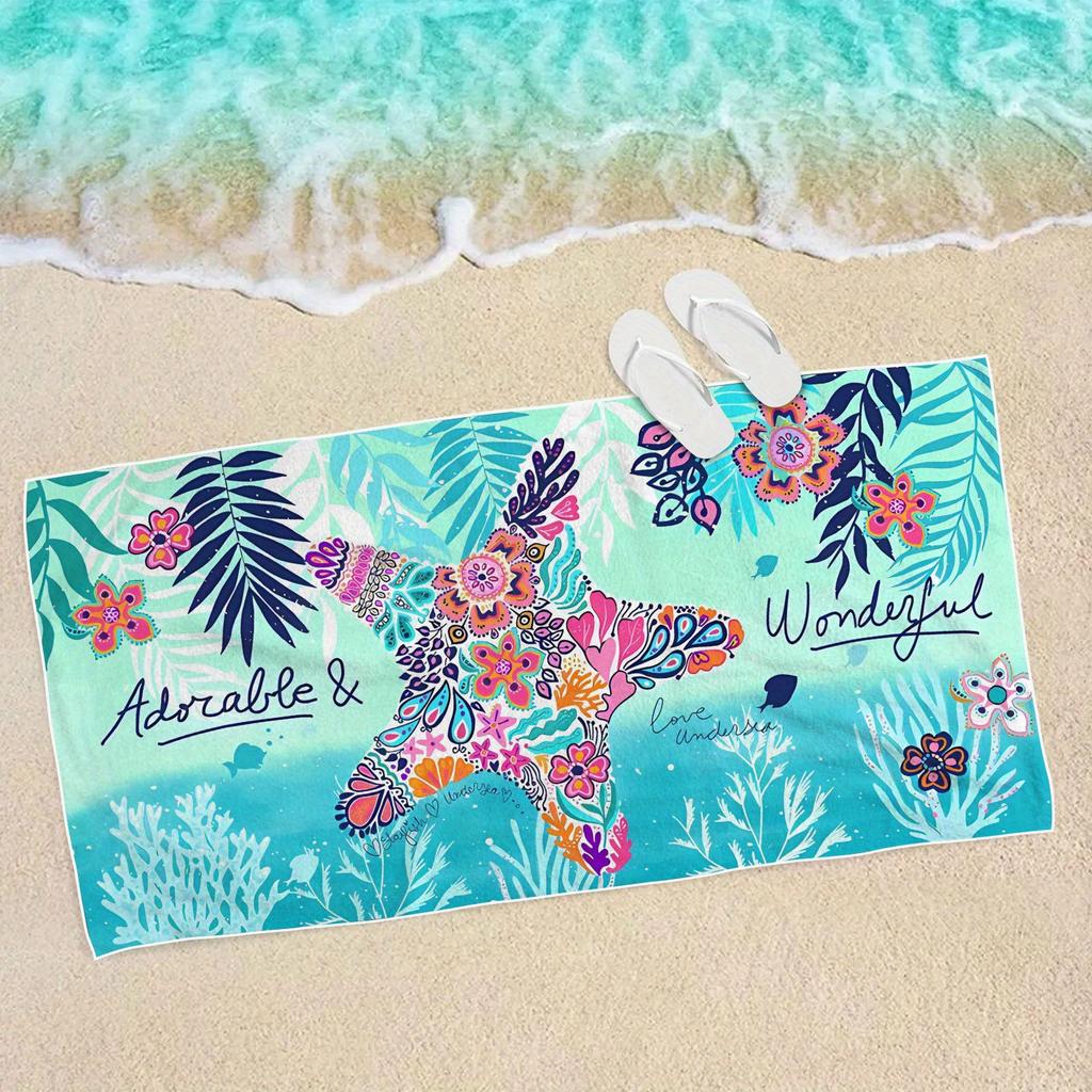 Ocean Animal Pattern Oversized Beach Towel, Ultra Fine Fiber for Travel Swimming Diving Surfing