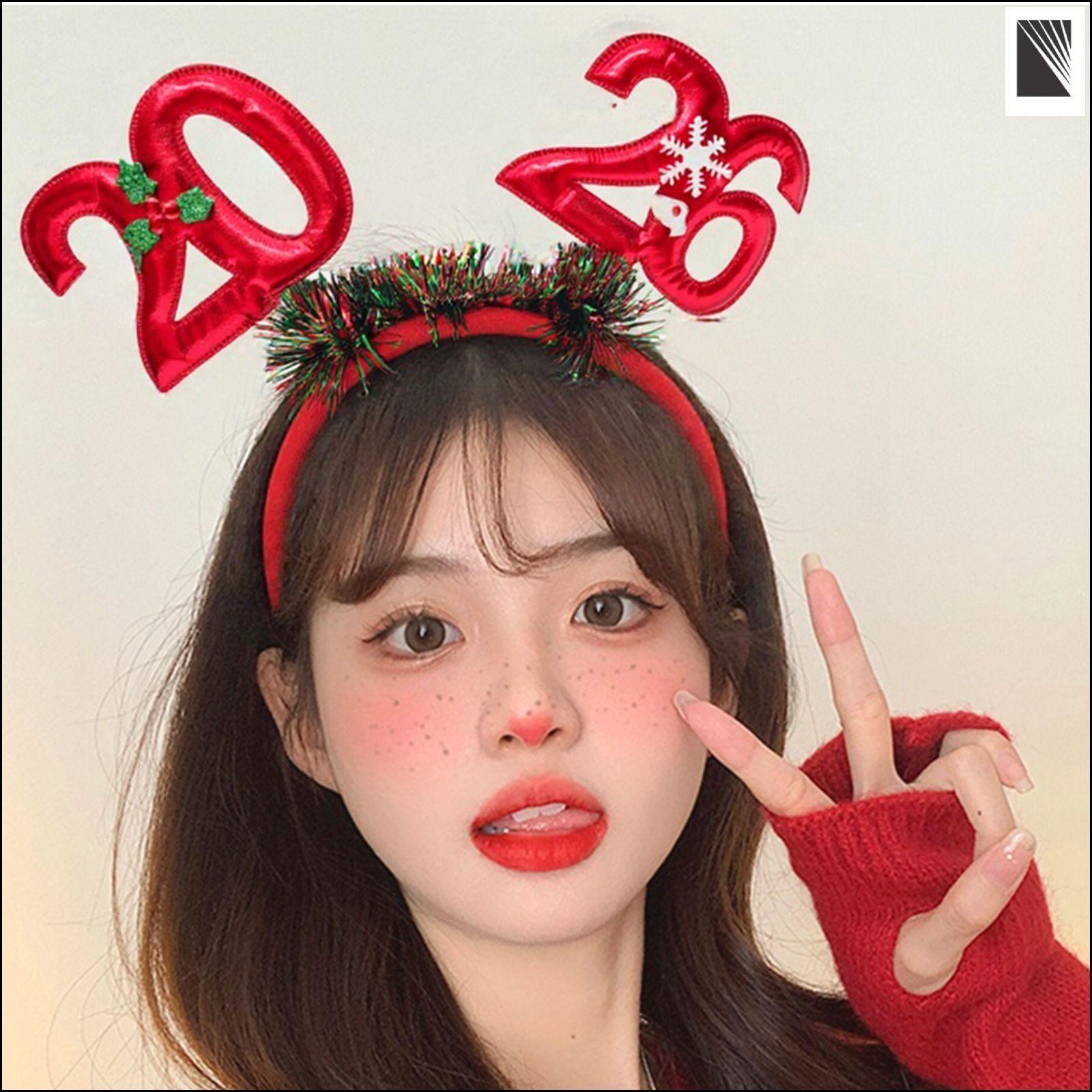 

2026 New Year s Digital Glitter Powder Color Headband Bar Carnival Party Accessories Headwear One Size красный