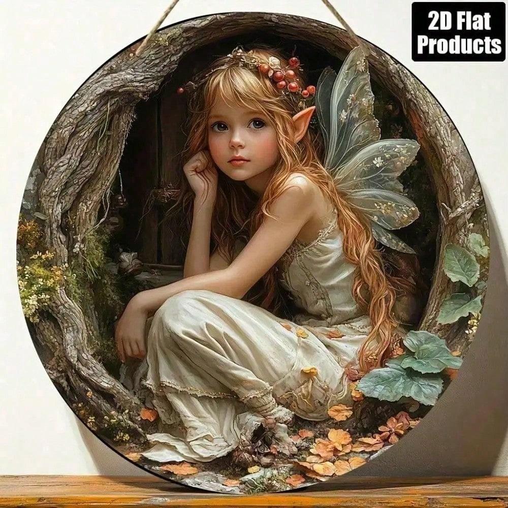 

Magic Fairy 8 Inch Round Wood Wall Art Decor Rustic Farmhouse 2D Metal Sign for Home Living Room Kitchen разноцветный
