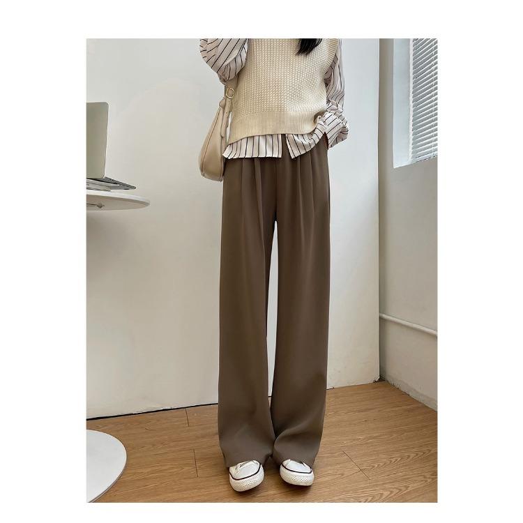 High-End Feel Grey Suit Pants with Slimming Effect for Women Spring Summer Casual Petite Height Slim Skinny Wide Leg Pants
