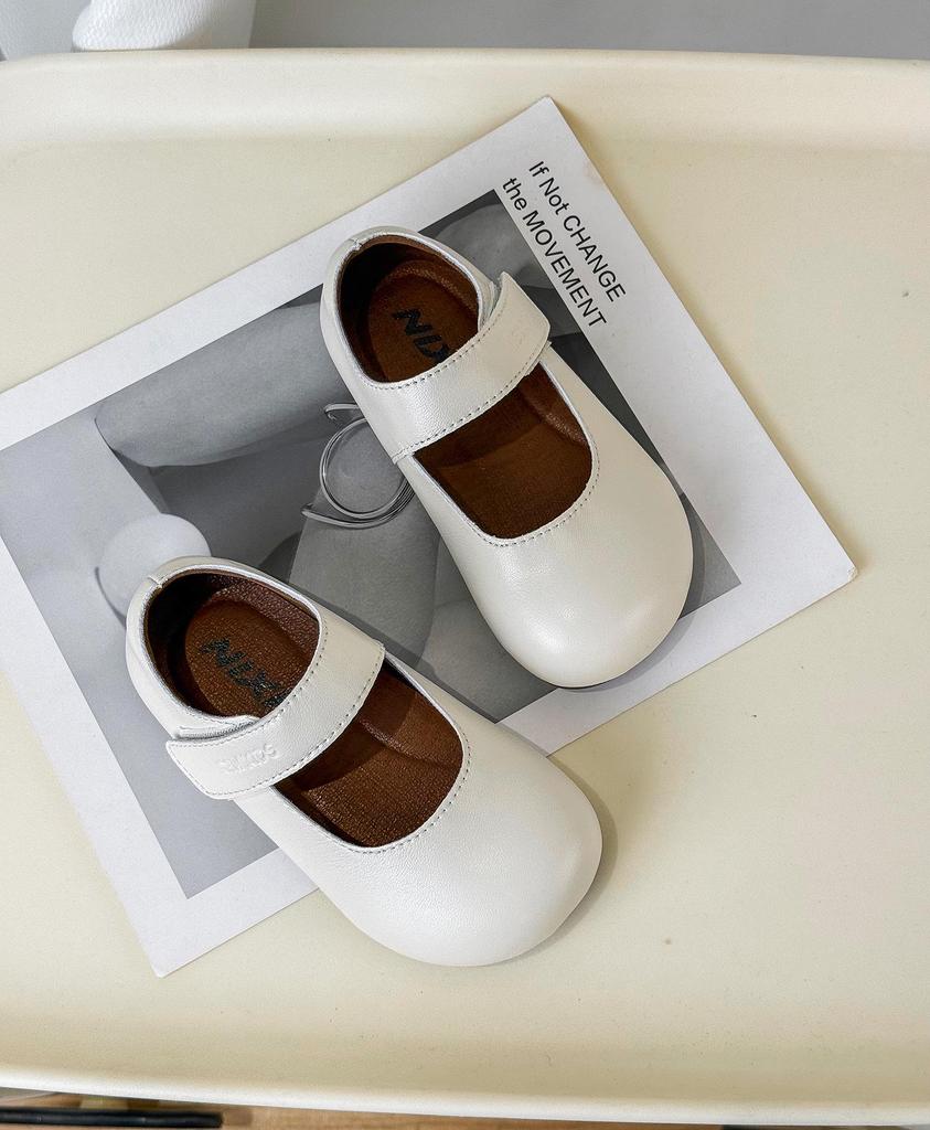 Frühling 2026 Koreanischer Stil Leder Prinzessin Ballerinas für Mädchen - Weich, Rutschfest, Flaches Design