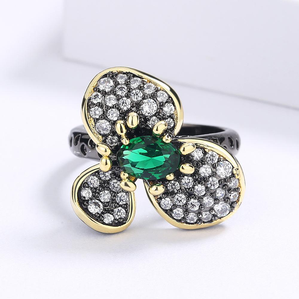 French Light Luxury Elegant Retro Style Micro Set Zircon Butterfly Ring Three Dimensional High Quality Texture Ring