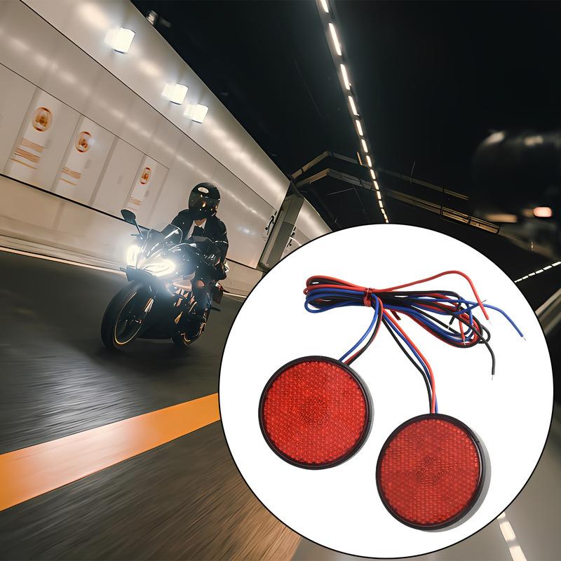 1Pics12V Round Motorcycle Tail Lights Rear Bumper Reflector LED Motor External Light Brake Stop Marker Lamp For Car Motor Truck