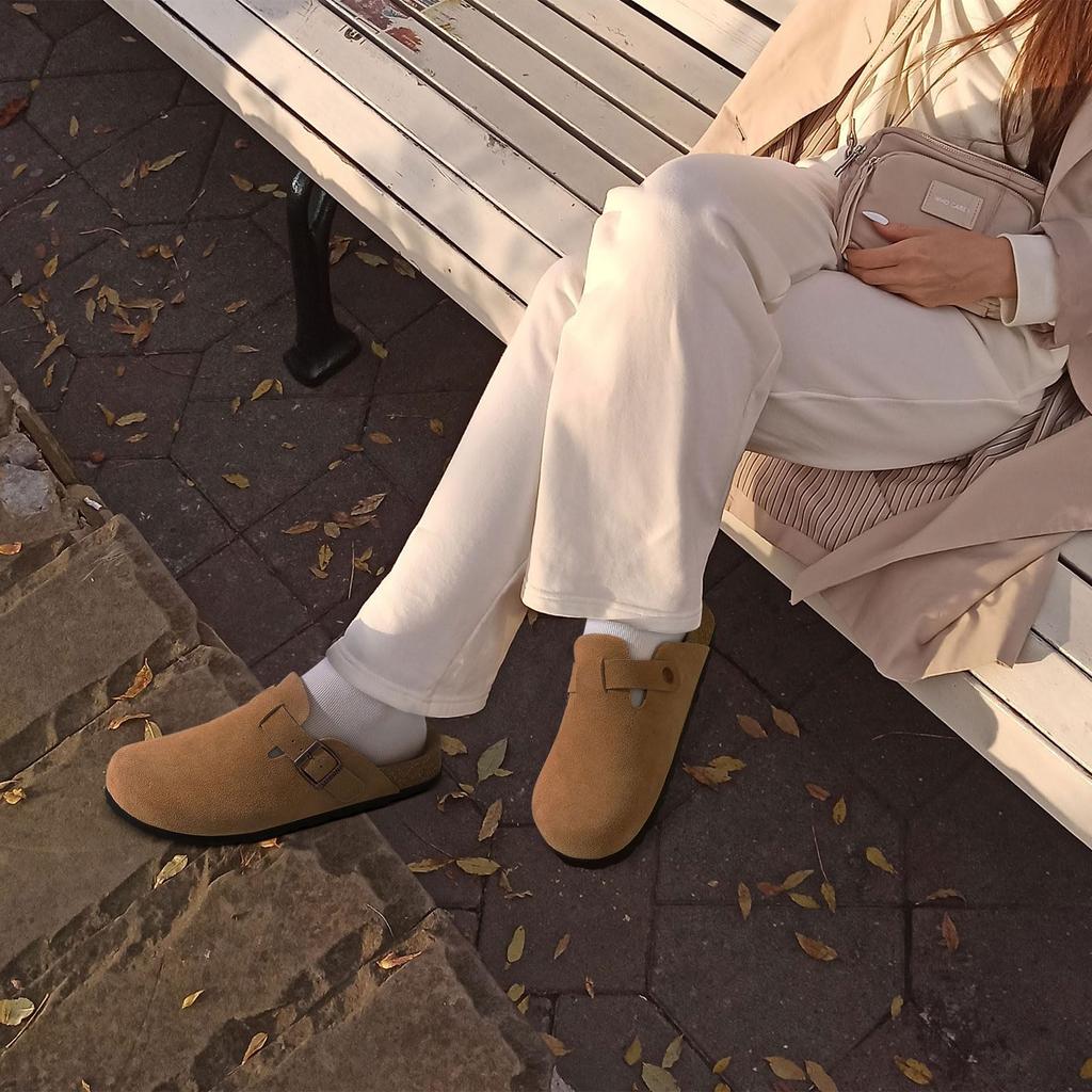 Móda Litfun Móda Pánské semišové dřeváky Pantofle Měkká stélka Kožené nazouváky Letní sandály s korkovou podrážkou a podporou klenby Klasické dřeváky