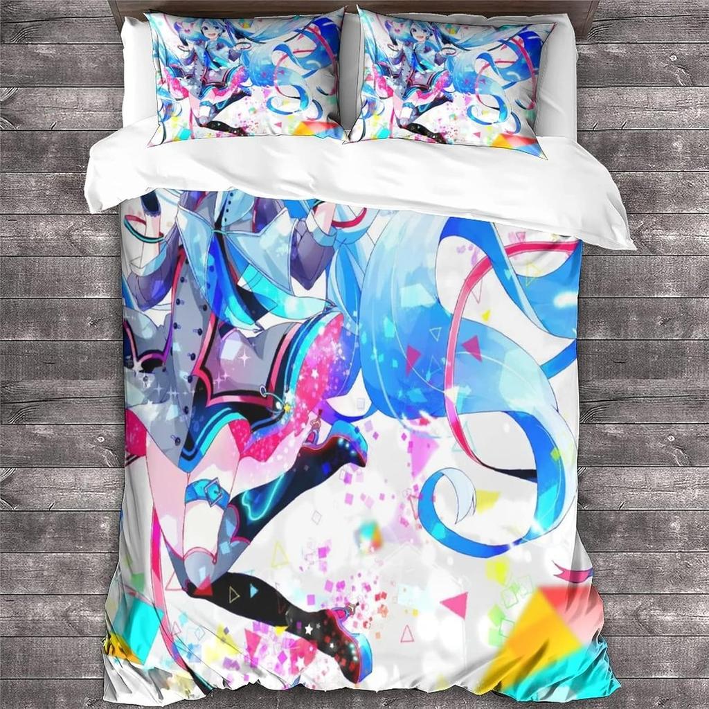 Japanese manga Hatsune Miku Bedding Set for Adult Kids Adult,Miku Duvet Cover Set with Pillowcases 50x75cm Multiple sizes