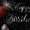 Black Glitter Happy Birthday Backdrop, Red Roses & Balloons for Photoshoot