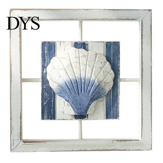 Mediterranean Style Home Decor 3D Beach Wooden Frame Wall Art, Coastal Starfish/Conch/Shell Decor, Ocean Hollow Relief Sculpture Inspired Mount