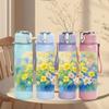 1PC Soft Pastel Blue Yellow Flower Print 750ml Color Plastic Sports Water Bottle Leakproof Flip Straw Lid Suitable for Sports Office Home Use