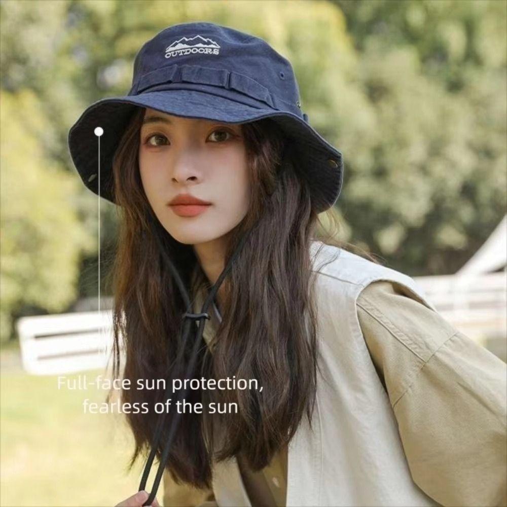 Sunscreen Jeans Fisherman Hat Adjustable Sunscreen Hat Sweet Denim Bucket Hat  Women