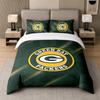 3Pcs Bedding SetGreen Bay Packers Soft Bed Sheet and Two Pillowcases Home Bedroom Decor