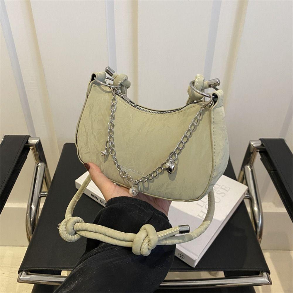 Korean Style Hobos Handbag PU Leather Shoulder Bag Portable Simple Crossbody Bag  Outdoor