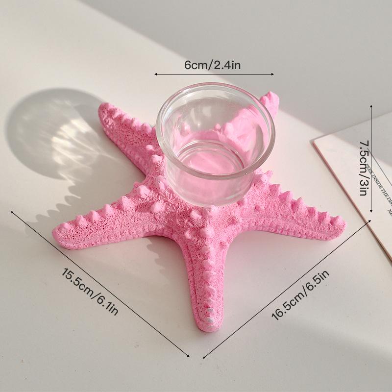 1Pc Sea Star Statue Tealight Resin Holiday Beach Creative Tabletop Decorative Candle Holder Starfish