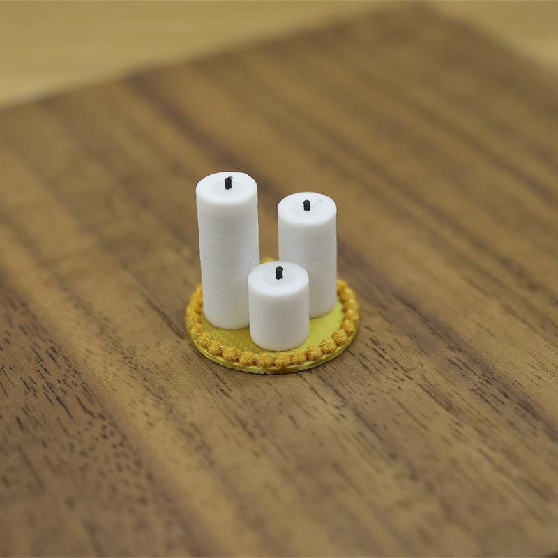 Miniature White Candle Tray Set for 112 Dollhouse 4Pcs Realistic Playhouse Accessories for Kids Pretend Play Decoration