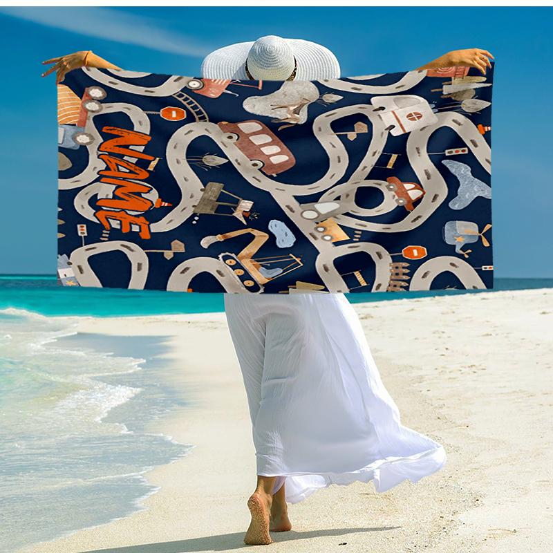 Individuelles ultraweiches Strandtuch mit Bagger-Thema, ideal für Pool - Camping, Tauchen - Perfekter Reisebegleiter, Lebendiges Strandtuch.