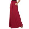 Women Maxi Skirt Adjustable Drawstring High-Waisted Solid Color Long Skirt with Pockets Casual Work Skirt
