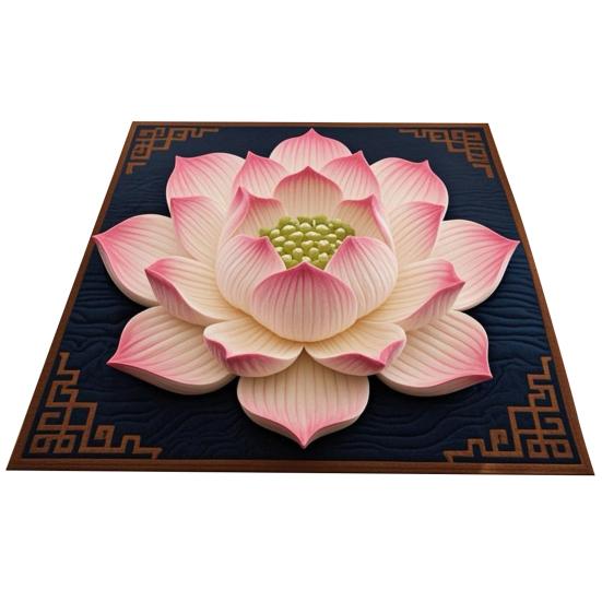 Yousheng Lotus Area Rug Non-slip Washable Flower Indoor Floor Mat Chinese Style Lotus Carpet Living Room Bedroom Office Home Decoration