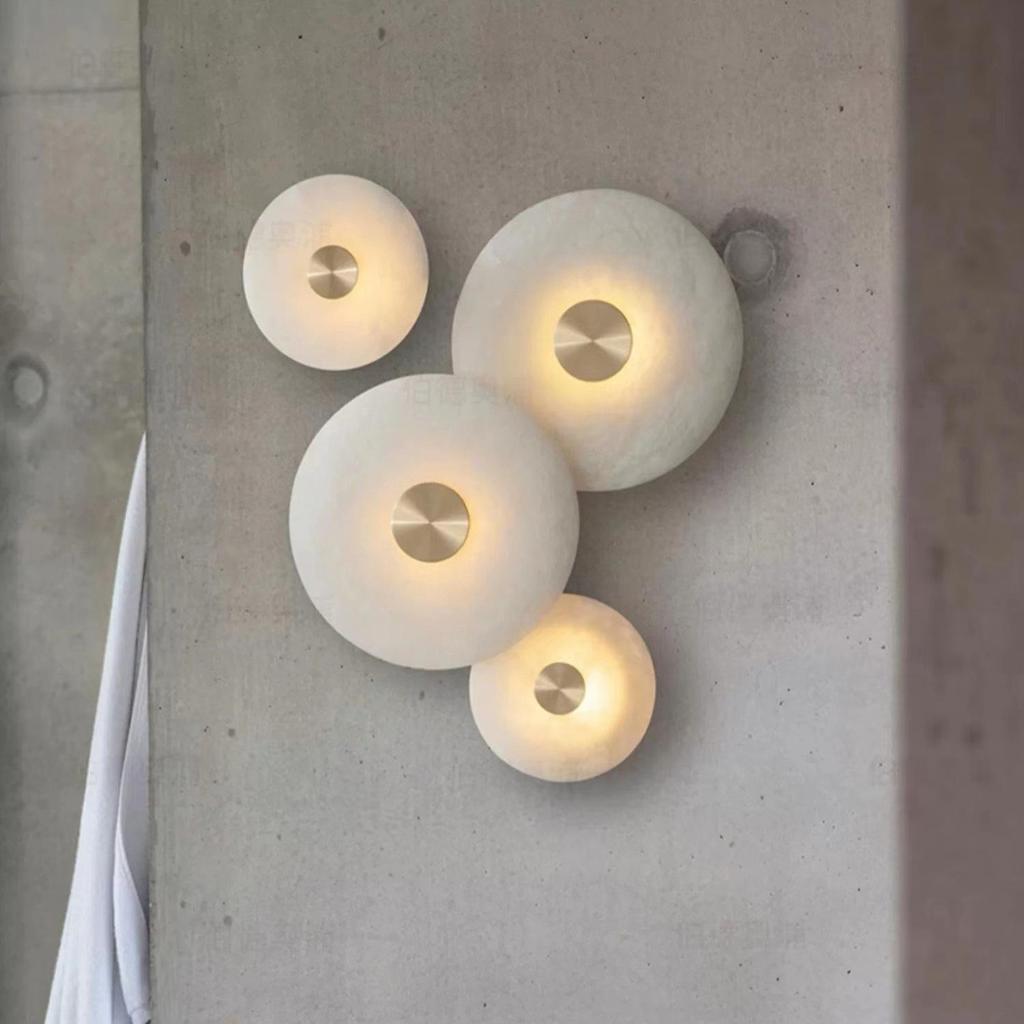 Nordic Luxury Marble Wall Lamp: Modern Design with Round Stone for Bedroom & Living Room