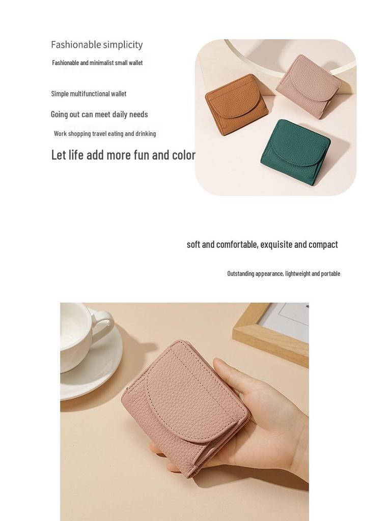 Lychee Pattern Ladies' RFID Genuine Leather Wallet - Japanese Style Cowhide Coin Purse