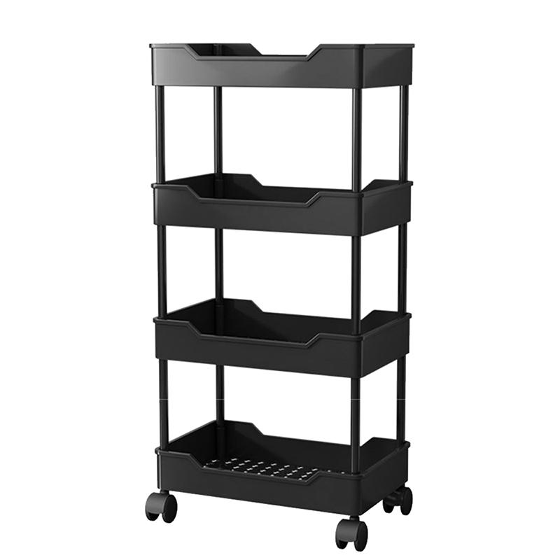 For Multi-Layer Trolley Rack Kitchen Floor Bedroom Organizer Cart Wheeled Bathroom Storage Rack Shelves Kitchen