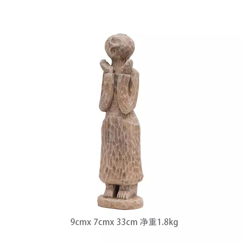 Artistic Human Sculpture Cement Imitation Stone Figurine Wabi-Sabi Resin Decorative Statue for Sample Room Creative Home Decor