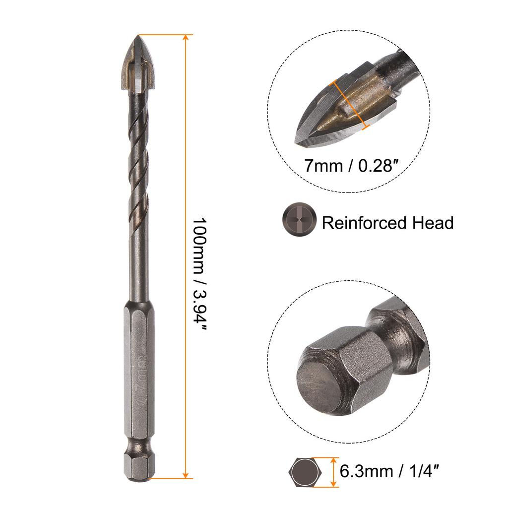 10 Stück Mauerwerk-Bohrer 3mm 4mm 5mm 6mm 7mm 8mm Titan-Betonbohrer mit Sechskantschaft
