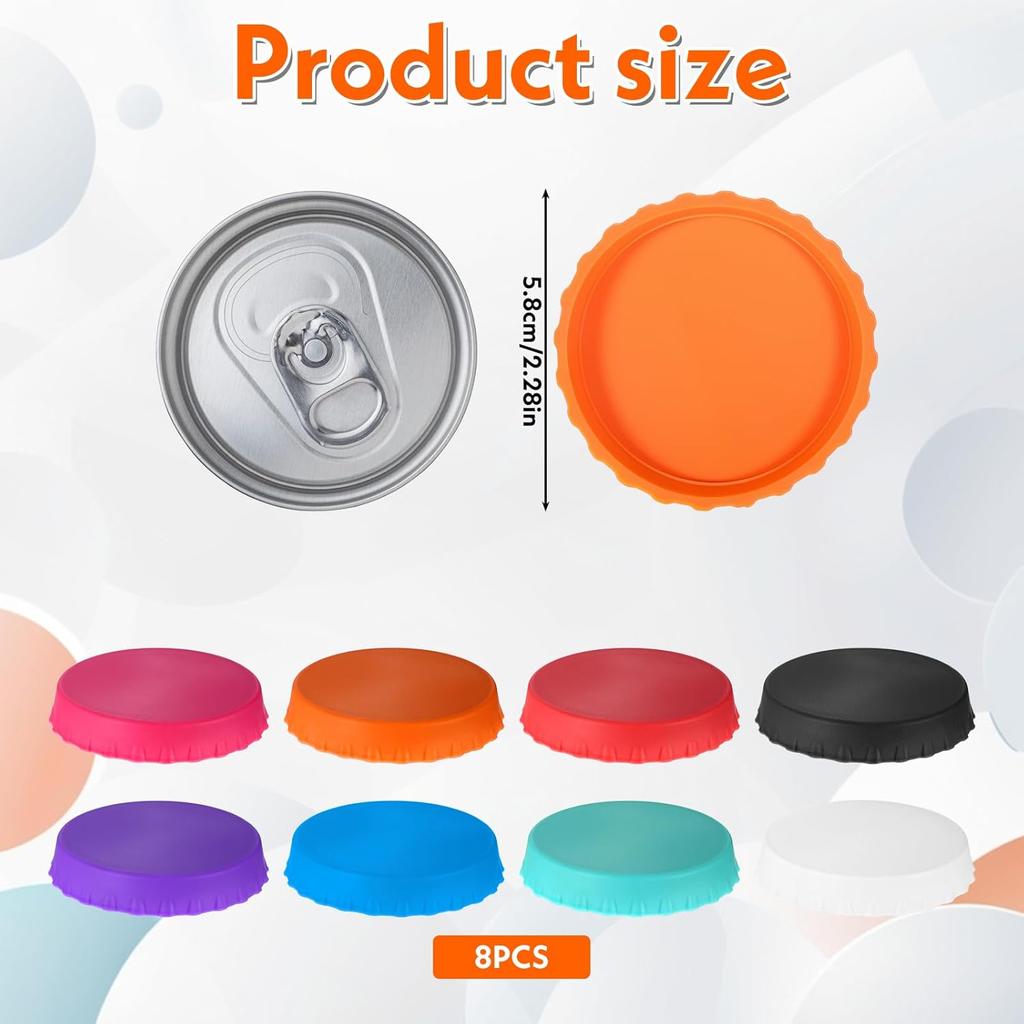 8 PCS Soda Can Covers, Reble Pop Sodas Cans Lid, 8 Colors Silicone Soda Can Lids for Beer Coke Juice Standard Sodas Cans