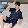 1011 Summer New Ice Silk Men's Pajamas Short-sleeved Shorts Thin Summer Student Youth Loungewear Set