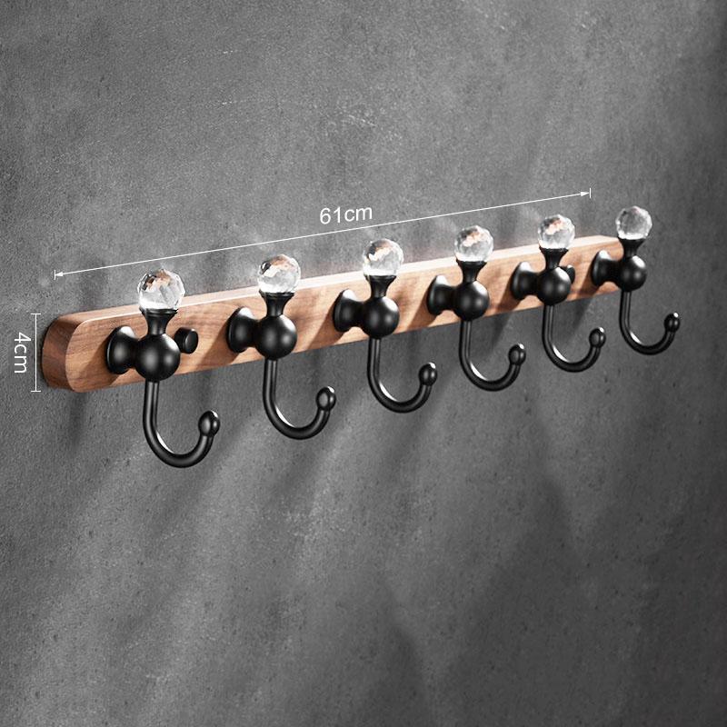 Brushed Gold/Black Bathroom Hook Walnut Wall Hanging Coat Hat Hook Row Hook Door Back Porch Row Hook Bathroom Hardware