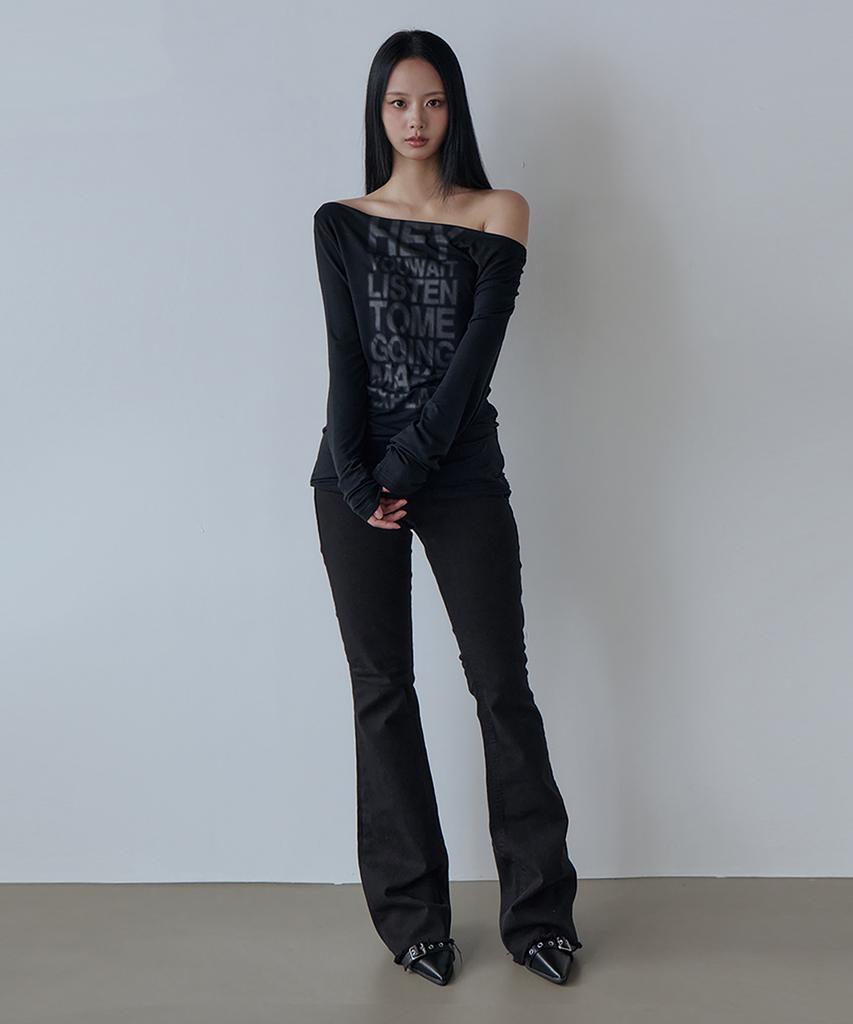 5OML Hey Off-Shoulder Long Sleeve (Black)