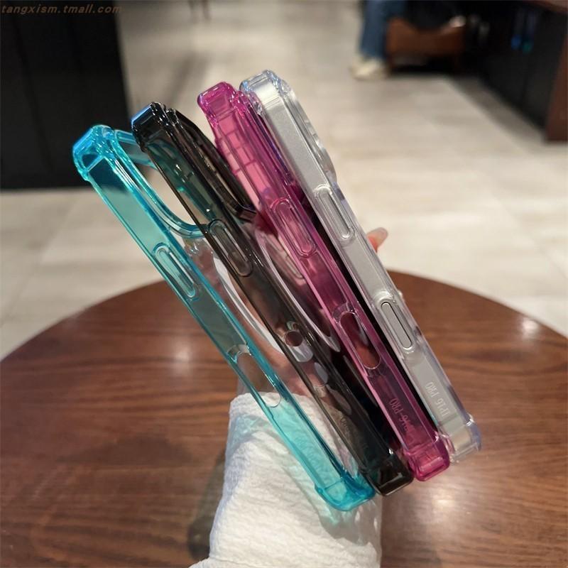 Transparente stoßfeste Rüstung Magnetische Handyhülle Für iPhone 16 15 11 12 13 14 Pro Max Für Magsafe Kabelloses Laden Rückseite