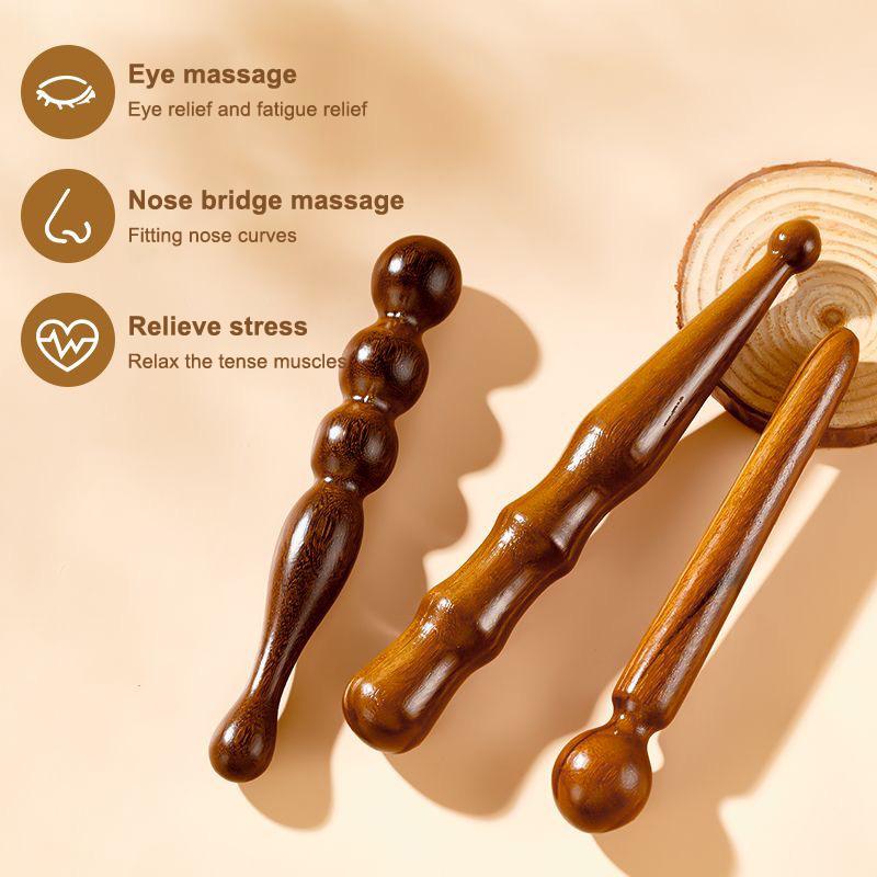 Wood Massage Stick Tool Natural Sandalwood Massager Acupoint Reflexology Tools For Full Body Relaxing Deep Tissue Foot Massage