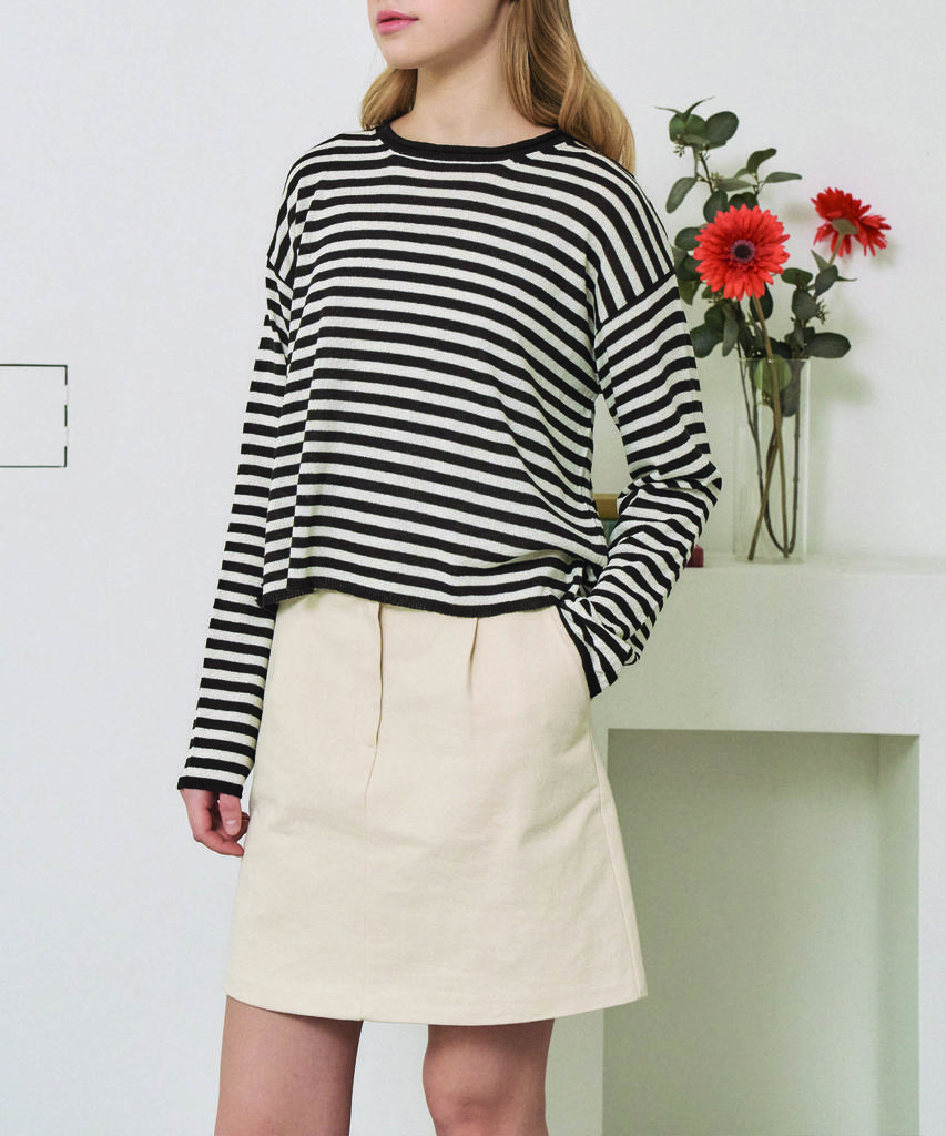 Mollys Moment Pintuck Cotton Mini Skirt Ivory