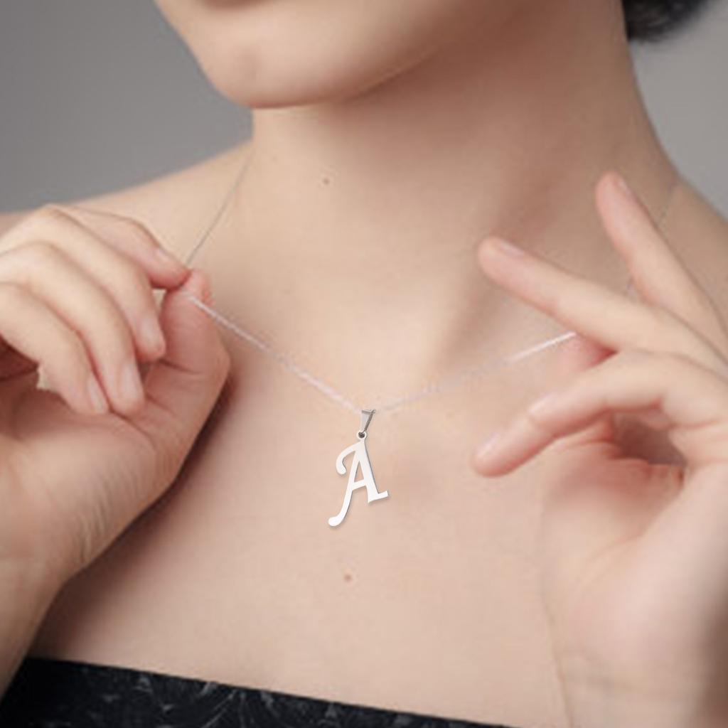 Stainless Steel Letter Pendant Necklace Unisex Jewelry Set Letter Earrings Party Accessory Present for Fashion Lover