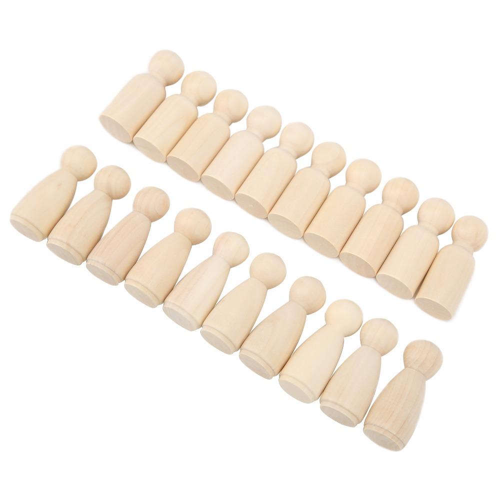 20pcs Male And Female Wooden Peg Dolls 55mm Size Wooden Craft People  For DIY Painting
