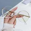 Round Semi-Rimless S Shape Glasses Women Eyeglasses Big Frame Clear Lens Optical Eyewear Vintage Anti-Blue Light Glasses