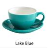 European Style 300ML Solid Color Coffee Cup and Saucer Gift Ceramic Cappuccino Latte Cup Cup and Saucer Set Multi-color Optional