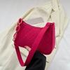 Fashion Women's Minimalist Felt Handbag - Lightweight Diamond Quilted Shoulder Bag with Half-Chain Strap Zipper For Daily Use