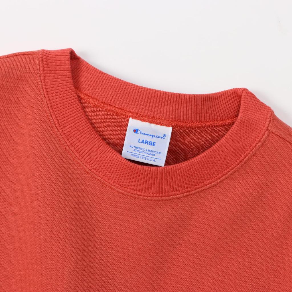 Champion Short Sleeve Crew Neck Red with Fleece Lining and Logo Embroidery Men's Sweatshirt, Basic, C3-Z020, Brick, One-Point