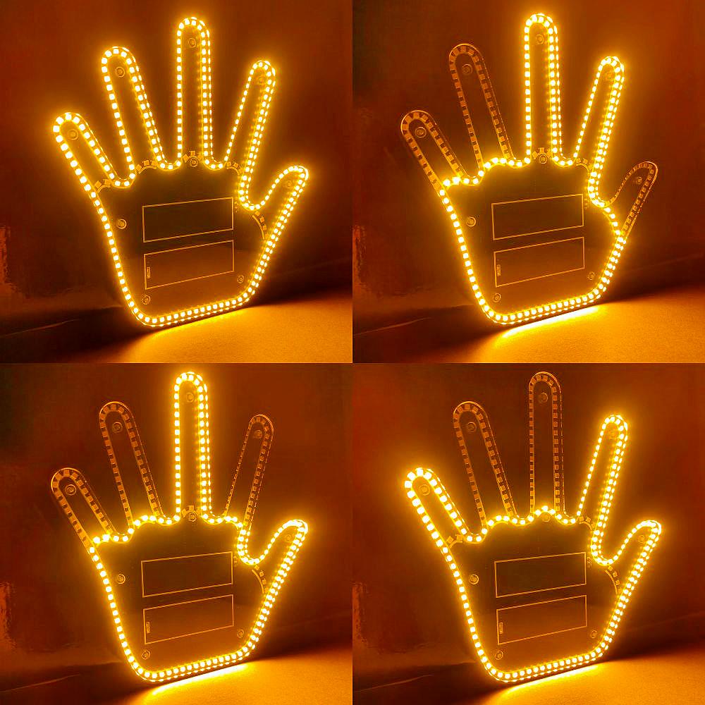 Gesture LED Wireless Adhesive LED Light Car Inside Window Sign Road Rage Middle Finger Up Funny Palm LED Hand Light