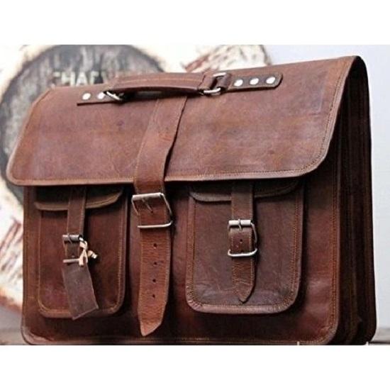 

Мужская винтажная сумка-сатчел из натуральной кожи через плечо, сумка для ноутбука, сумка-мессенджер, портфель, НОВАЯ 16 x 12 x 5 in