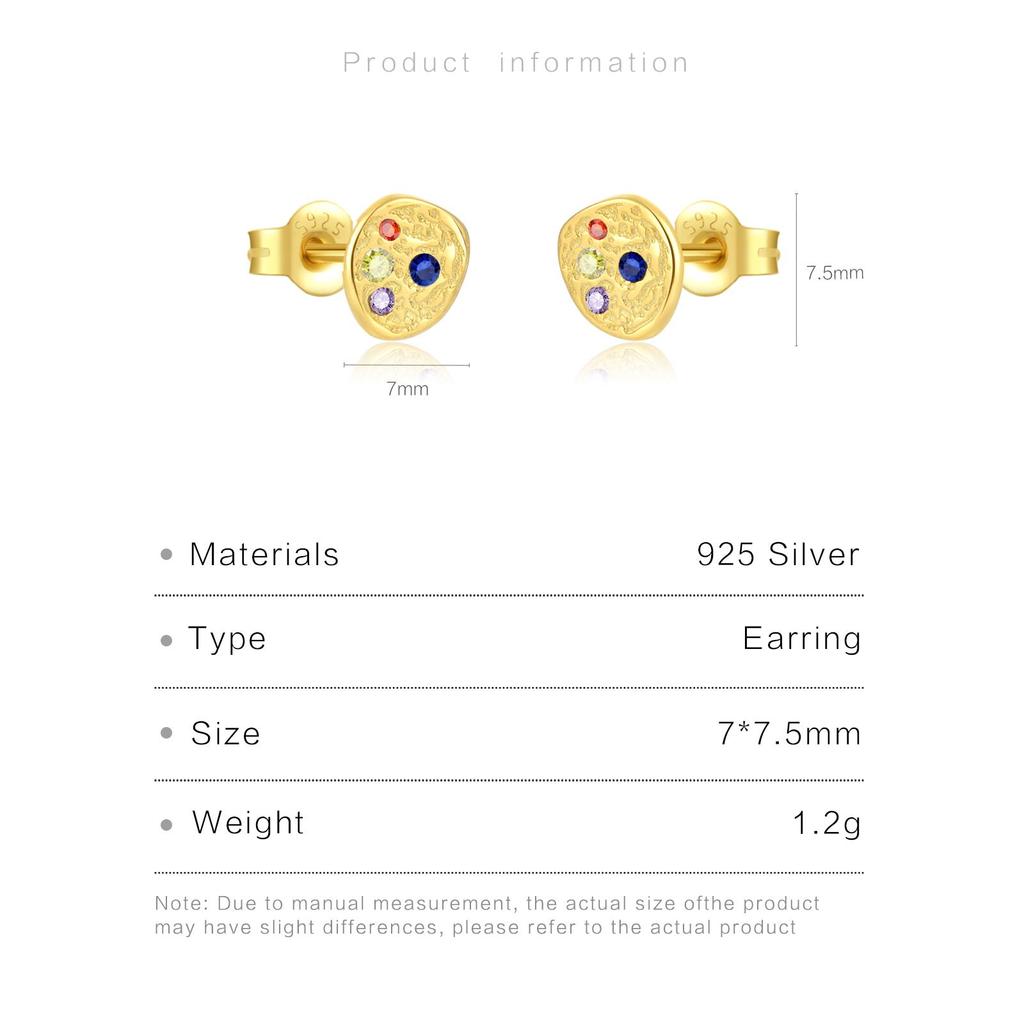 ANDYWEN 925 Sterling Silver A Pair Of Gold Faux Zircon Stud Earring Luxury Fine Jewelry For Women