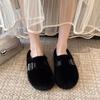 2025 new autumn and winter high-end plush cotton slippers = fashionable bag head fluffy slippers for women