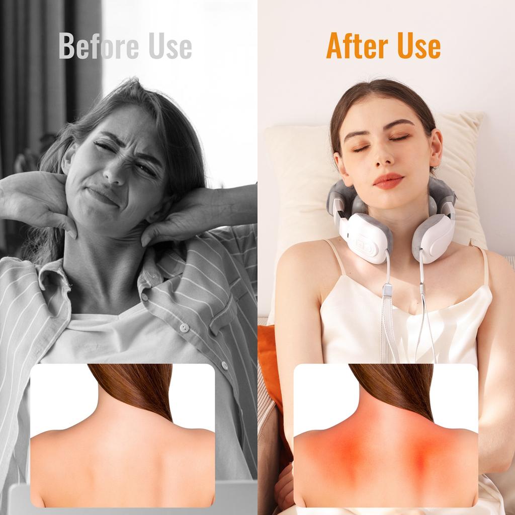 Neck Massager with Heat Neck Shoulder Massager 4D Kneading Multiple Modes Rechargeable Neck Massager with Heat Shoulder Massager